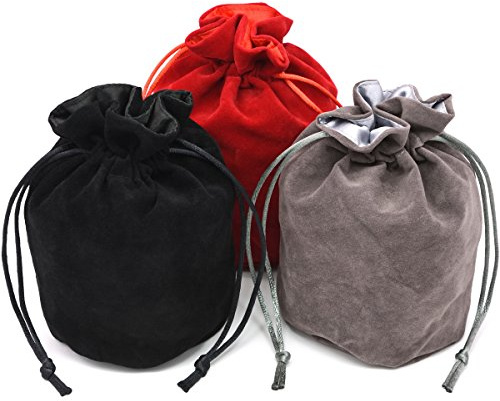 Red/Grey/Black Drawstring Dice Bag - Dungeons and Dragons Fabric/Standing Cotton Fabric Dice bag/D&D Dice Pouch/Small Pouch/Also can be used as a Velvet Jewelry Bag(3 Colors for One Set)