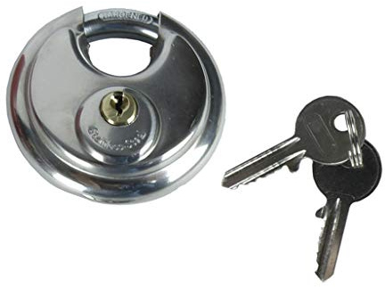 Round Discus Padlock 2 Keys 70mm Disc Heavy Duty Outdoor Stainless Steel Shackle Security Lock