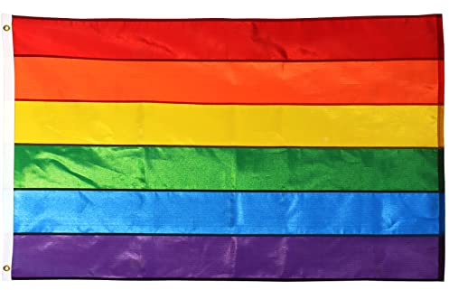 Anley EverStrong Series 3x5 Foot Rainbow Flag (Rayas Cosidas) Nylon de Alta Resistencia - 2 Filas de Costuras de Bloqueo - Banderas del Orgullo Gay con Arandelas de latón 3 x 5 pies