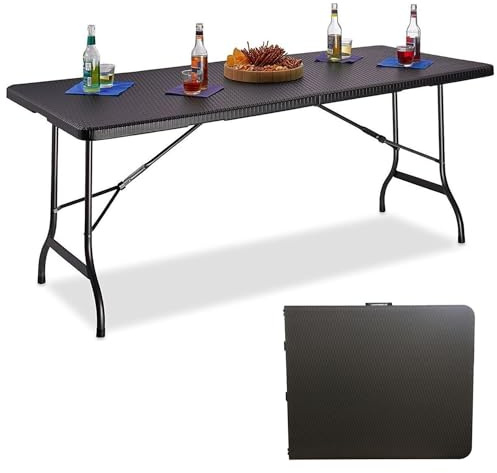 MaxxGarden Campingtisch Klappbar - Klapptisch Camping - Esstisch - Biertisch - Gartentisch - Tisch Multifunktionstisch Mit Griff Zum Tragen - 180x70x74cm - Faltbar - Schwarz