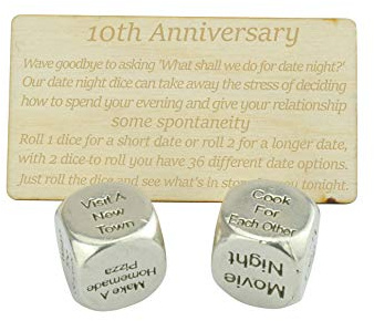 TIN Date Night Dice 10th Anniversary 100% Pure Tin - Create a Unique 10th Anniversary Date Night