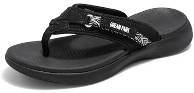 DREAM PAIRS Women's Arch Support Flip Flops Comfortable Thong Sandals,Size 10,Black,Breeze-1