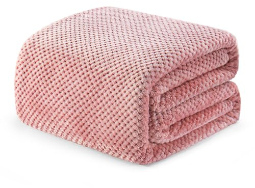 Exclusivo Mezcla Decke Kuscheldecke Flauschig 220x240 cm Fleecedecke | Sofadecke Tagesdecke Wohndecke, Waffelmuster, Bettüberwurf, Bett, Sofa, Leicht, Weich, Warm, Maschinenwaschbar, Rosa