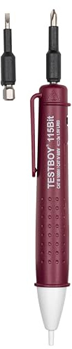 Testboy 115 Bit berührungsloser Spannungstester ab 12 V AC mit integrierter Bitaufnahme (hochwertiger Volt Detektor mit LED-Anzeige, inkl. Schraubendreher Funktion), Rot