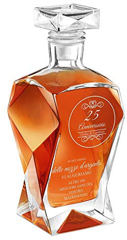 Maverton Decanter per Whisky in vetro - incisione personalizzata - Caraffa in vetro da 700 ml - idea regalo per l’anniversario - per la coppia di sposi o fidanzati - Unico