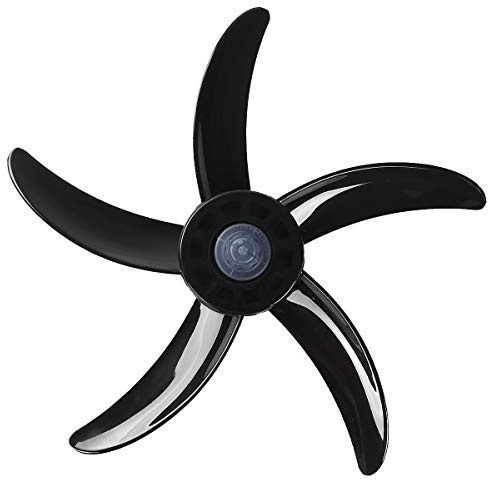 Freebily Universal Kunststoff Lüfterflügel 3/5 Blätter Ersatzteil Ventilatorflügel mit Mutterabdeckung Rotorblatt für Stand Tischventilator A Schwarz 19 Inch