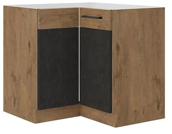 Kuechen-preisbombe Vigo Eckunterschrank 90x90 cm Eiche Lancelot Matera Grau Küchenzeile Einbauküche