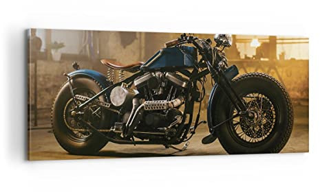 Panorama Bilder auf Leinwand 100x40cm Leinwandbild Harley-Davidson Motorrad Motor Groß Wanddeko Bild Schlafzimmer Wandbilder Dekoration Wohnzimmer Wall Decor Canvas Wand Kunstdruck Art AB100x40-4233