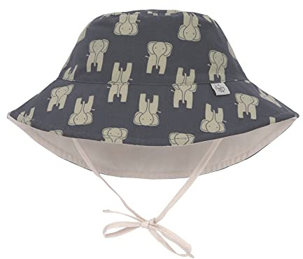 Casual Baby barn solhatt strandhatt sommarhatt solskydd barnhatt babymössa vändbar andas UV-skydd 80/solskydd bucket hatt elefant mörk grå, 19–36 månader, storlek: 50/51