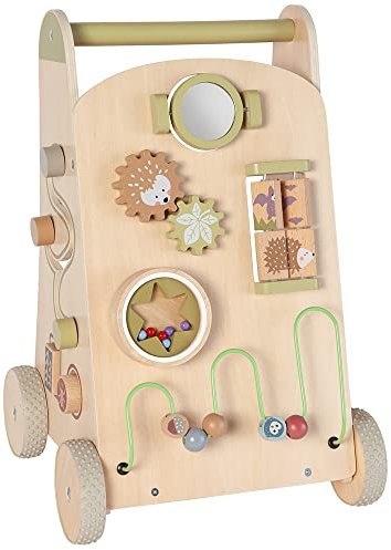 howa Lauflernwagen Holz Little Woods, Laufwagen ab 1 Jahr für erste Gehversuche, Lernlaufhilfe Baby, effektives 2-in-1 Motorikspielzeug Lauflernwagen im liebevollem Walddesign 6026