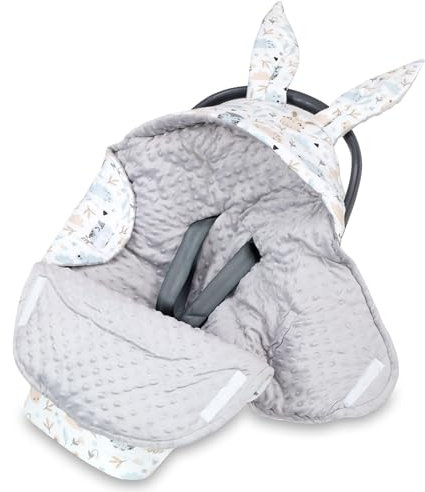 Coperta sacco ovetto 90x90 cm - swaddle neonato 0-6 mesi o copertina per passeggino bebe per seggiolino auto bambino universale e lavabile Gufo Grigio Chiaro
