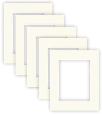 nielsen Conservation Passepartout carton 2,2 mm | set de 5 pièces | format extérieur 24x30 cm pour format d'image 15x20 cm | blanc crème | surface structurée