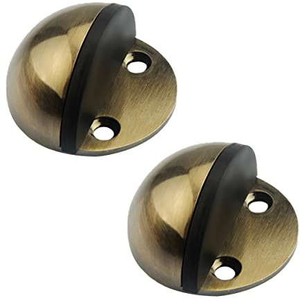 Boden-Türstopper, 2 Stück, ovale Halbmond-Türstopper, Edelstahl-Wandschutz Türschutz mit Gummi-Polierpad für Zuhause und Büro (Bronze)