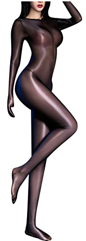 CHICTRY Women Sexy Mesh Sheer Patchwork Turtleneck Spandex Zentail Catsuit Teddy Bodysuit Jumpsuit