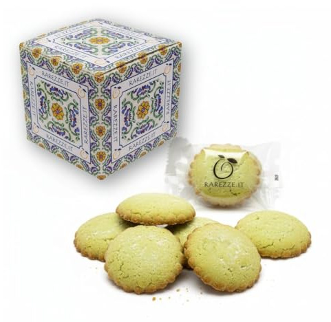 RAREZZE - Fagottini di fragrante pastafrolla ripieni con autentico PISTACCHIO siciliano. Sigillati uno ad uno. Scatola regalo (kg.1). Da antico laboratorio di pasticceria artigianale siciliano