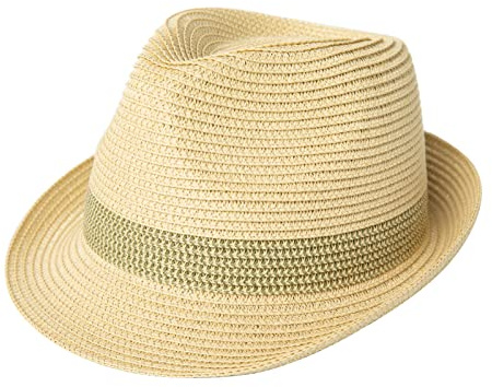 Comhats Stråhatt, Panamahatt, solhatt, fedora hatt, handgjord, män, Beige-grön, L