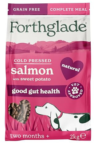 Forthglade Dry Dog Food, Cold Pressed (2kg), Hypoallergenic and Grain Free Dog Food, Salmon & Vegetables, Natural Senior, Adult and Puppy Meal, Vet Approved For Good Gut Health