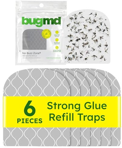 BugMD No Fly Zone Refiller Pad (6 Pads) - Extra-Strong Adhesive Traps, Indoor Insect Trap Refill, No Harsh Chemicals, Household Friendly, Fly Trap Refill, Flea Trap Refills, Bug Trapper