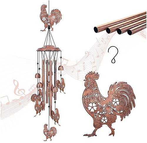 Carillon éolien en Forme de Poulet pour Femme/Homme/Maman/Grand-mère, Coq, Cadeau d'anniversaire, Cadeau commémoratif en métal pour extérieur/intérieur, Maison, pelouse, Porche, terrasse, décoration