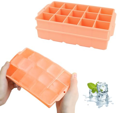 JOPHEK Moule à Glaçons, 2 Pièces 30 Compartiments Bac à Glaçons en Silicone, Glçons Carrés 3,5cm pour Cocktails, Whisky, Vin, Fruits, Purées de Fruits, Glaces