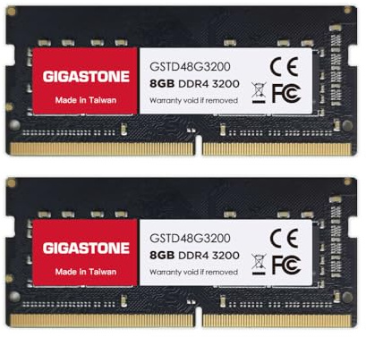 【DDR4 RAM Solo portátil】 GIGASTONE 16GB Kit(2x8GB) DDR4 3200MHz(2933MHz or 2666MHz) PC4-25600(PC4-23400/21300) CL22 1.2V SODIMM 260pin Memoria portátil sin búfer, sin ECC, Alto Rendimiento