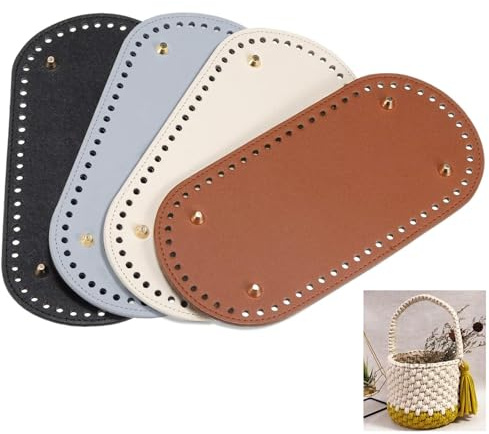 Fondo del Borse PU, 4 pezzi Fondo Della Borsa in Similpelle, Basi per Borse Uncinetto, Fondo Della Borsa in Similpelle Ovale 4 Colori, Fondo Della Borsa, per Borsa Intrecciata, Accessori fai da te