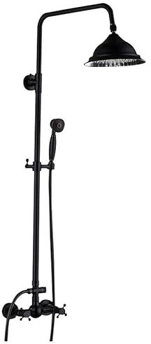 LoyaltyClivia Retro Duscharmatur Duschset, Duschsystem mit Wandmontage, Edelstahl Regendusche Handbrause 80-120cm Schwarz