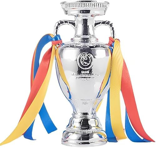 Replica del Trofeo dei campioni della Coppa Europa in Resina con Nastro a 3 Colori Coppa Delaunay Trofei di Calcio Tifosi Decorazione della casa Collezione commemorativa Ornamenti per esposi