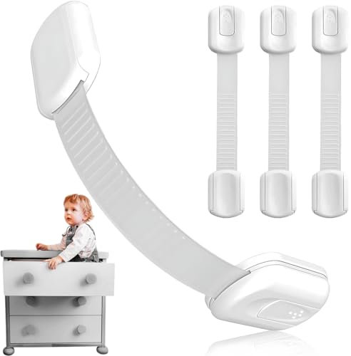 PEAKTREND 4 x Babyschlösser, Kindersicherung, Schranksicherung, sicher, schnell und einfach, Schranktürriegel, ohne Schrauben und Magnete, vielseitig einsetzbar für Möbel, Küche, Backofen, WC-Sitze