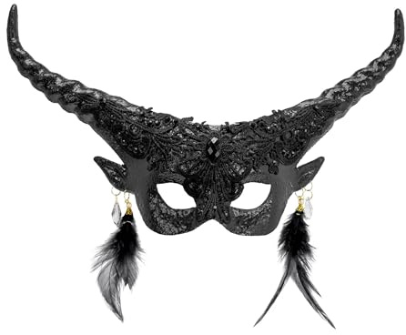 W WIDMANN MILANO Party Fashion - Teufel Augenmaske mit Hörnern | Dämon-Look als gruseliges Kostüm-Accessoire, Kostümzubehör für Halloween & Karneval