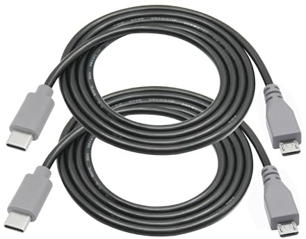2 Pièces USB C à Micro USB câble de données de charge, USB Type C mâle à Micro USB mâle câble d'alimentation avec fonctionnalité OTG, ordinateur téléphone portable, tablette, lecteur MP3 (1M/3FT)
