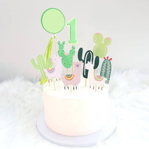 Regendeko 1 Jahr Happy Birthday Alpaka Tortendeko Geburstag Deko Lama Kaktus Die Wüste Kinder Party Kuchendekoration Cake Toppers Geburtstagskuchen Deko
