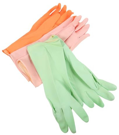 QUMIIRITY 3paare Küchenhandschuhe Aus Latex Wiederverwendbare Spülhandschuhe Große Reinigungshandschuhe Für Geschirrreinigung Haltbare Spülhandschuhe Zum Abwaschen