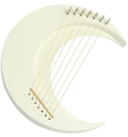 Lunar Lyre Harp, Lyre Harp Musikinstrument | Hölzerne Lyra-Harfe, 7 Saiten | Lunar-Lyre-Klavier – -Musikinstrument, tragbares Harfeninstrument mit Stimmschlüssel, Pa