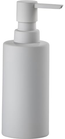 Zone Denmark Solo Seifenspender, Flüssigseifenspender, Badaccessoires, Porzellan mit Soft Touch-Beschichtung, 6x15,5 cm, 0,3 Liter, Soft Grey (Grau)