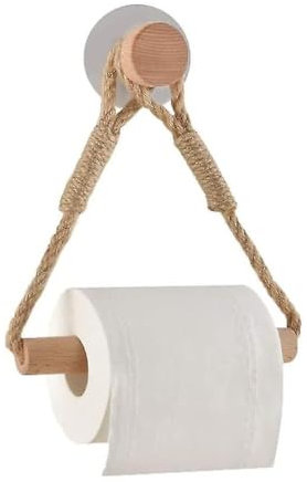 Porte Papier Toilette, Porte-Papier Salle de Bain Toilette Corde en Bois Anneau De Serviette Rustic, Derouleur Papier Toilette Murale Corde pour Salle de Bain et Cuisine, Multicolore, 15 cm