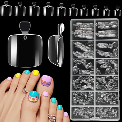 XIAOHEBAN 240 Stück Fußnägel Tips, 12 Größen Tips Für Fussnägel Künstliche Fussnägel Transparente, Artificial Toe Nail Tips, Soft Gel Tips Fuß Full Cover Toenail, Für Nagelkunst DIY