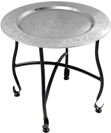 Beistelltisch MARRAKESCH 40cm - schwarz silber - Eisen - 3 kg Belastbarkeit | Handgefertigt, als Beistelltisch nutzbar, stabile Konstruktion, für Wohnräume, orientalische Eleganz, Eisengestell