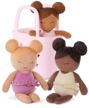 LullaBaby - Bambole da bagno lavabili per un vero gioco d'acqua - Set di 3 pezzi di morbide bambole di peluche - Giocattolo da vasca per bambini da 2 anni in su