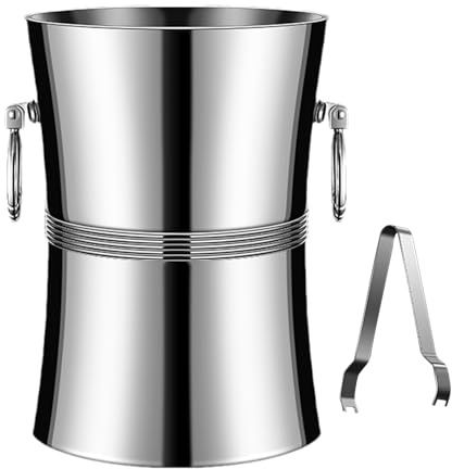 Cubo de bebidas – Enfriador de doble asa, contenedor de hielo, tina de acero inoxidable con aislamiento de pared, cubo de vino para cerveza, soporte de hielo para eventos, jardín, barbacoa, patio