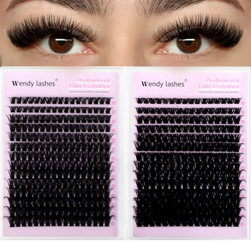 Ciglia Finte Ciuffetti,594PCS 80D+100D Ciuffetti Ciglia Finte Russe Soffici D-Curl 10-18mm Look Naturale Lash Extensions DIY Fai Da Te per Principianti(80D+100D-0.07D1018)