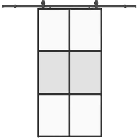 vidaXL Sliding Door with Hardware Set Black 102.5x205 cm Tempered Glass, sliding door on rail, sliding door internal, inside sliding door