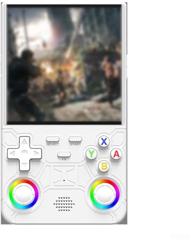 R36 - Consola de juegos portátil retro de mano, pantalla HD de 128 GB, consola de videojuegos portátil de 4 pulgadas, mini consola de juegos para adolescentes y adultos (blanco)