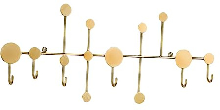 TOYZFRIENDY Percha de Pared Colgante Dorada de Hierro Moderna 6 Ganchos para Abrigos y Bolsos, Gancho Multifuncional Resistente para Espacios Pequeños y Decoración