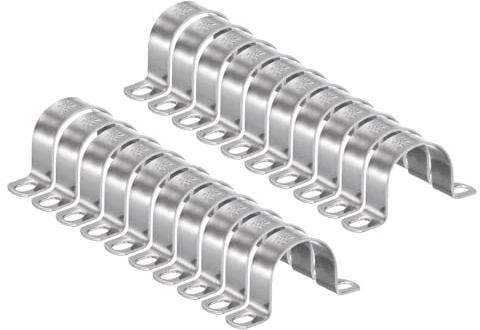 QUARKZMAN 20pcs Abrazaderas Conduit 1 5/8 Pulgadas 42mm Abrazadera Tubo En U M42 Correa Tubo Rígido Acero Inox Soporte En Forma U Con Dos Agujeros Para Tubo Manguera Grueso