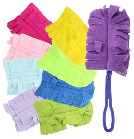 Anneome Reusable Duster Pads Set for Handheld Dust Remover, Washable Dry and Wet Mop Pads, 10pcs Shutter Cleaner Refills with Fleece Covers for Home and Office Cleaning