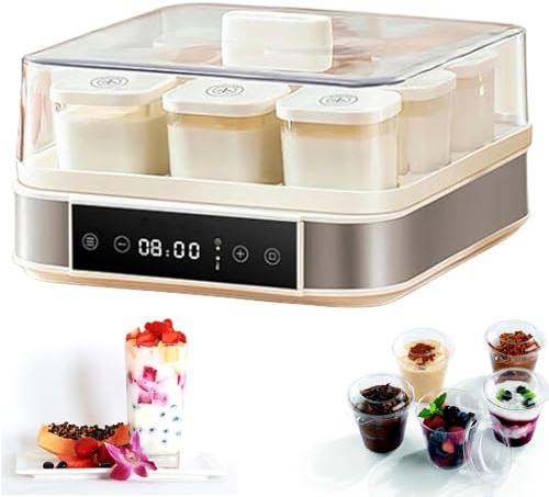 Yogurtiera automatica multifunzione, 9 barattoli di vetro da 170ml e controllo regolabile per yogurt fatto in casa, natto, vino di riso, yogurt greco