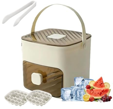 48-Cube Ice Cube Tray with Press Lid & Storage Bin, 2-in-1 Double Layer Silicone Ice Maker Set, Easy Release Ice Mold with Scoop and Tongs for Whiskey, Cocktail, Coffee (B)