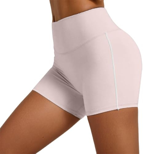 Pantalones cortos de yoga de cintura alta para mujer para entrenamiento de gimnasio, color negro y blanco, con rayas laterales, ropa deportiva elástica para motociclista, ajuste de meter para empacar