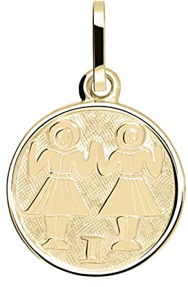 My Gold Damen Kinder Anhänger Sternzeichen Gold 333 (Ohne Kette) Echtes Gelbgold (8 Karat) Ø 12mm Mini Rund Tierkreiszeichen Zodiac round